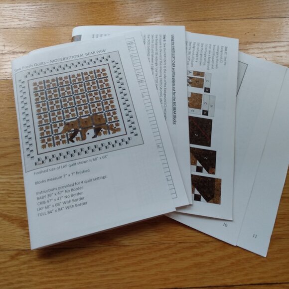 Bear Paw Quilt Sewing Pattern Modernitional Grizzly Baby Lap Full Made in Canada - Picture 6 of 7